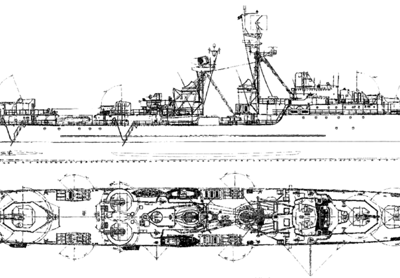 Эсминец NMF Bouvet 1951-82 [T 47 class Destroyer] - чертежи, габариты, рисунки